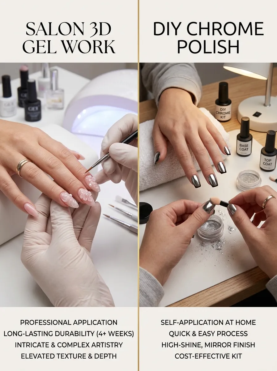 salon 3D gel vs DIY alien core nails