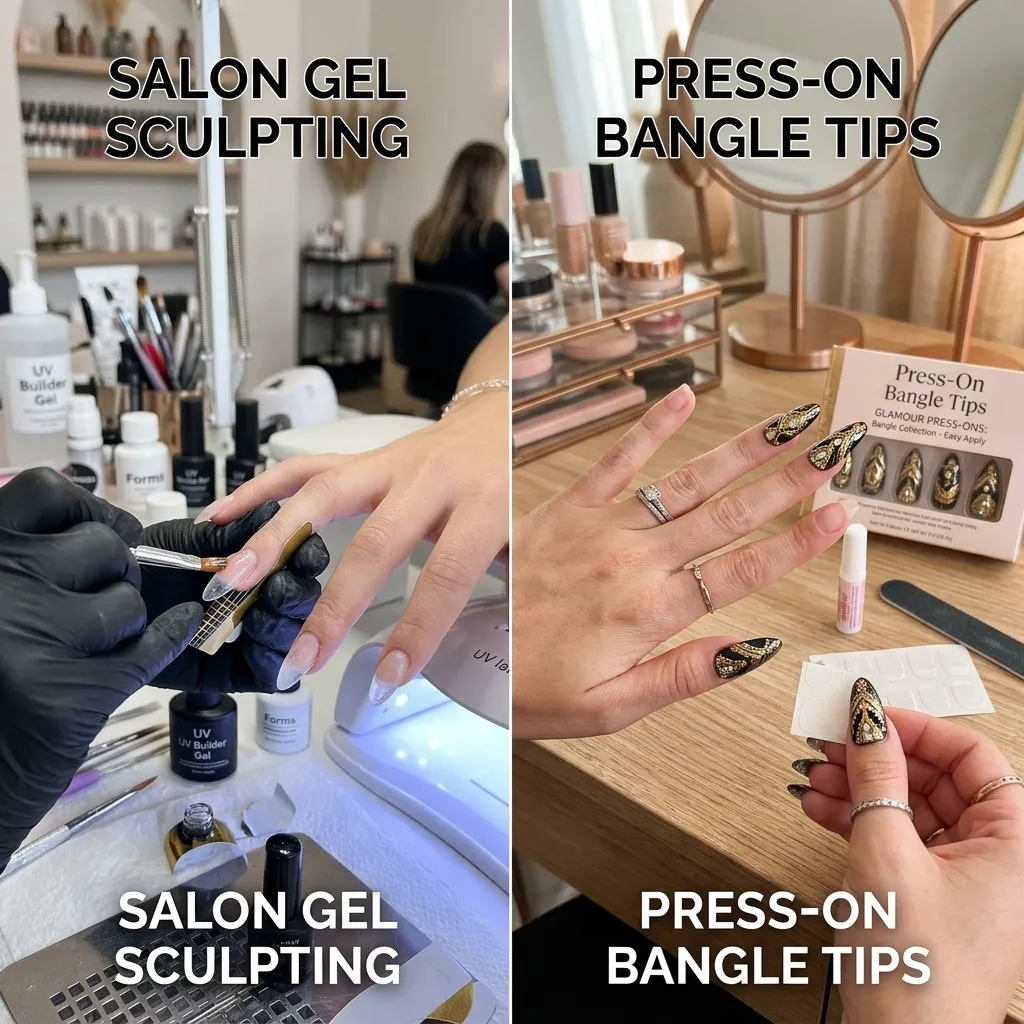 salon vs DIY bangle nails press on tips