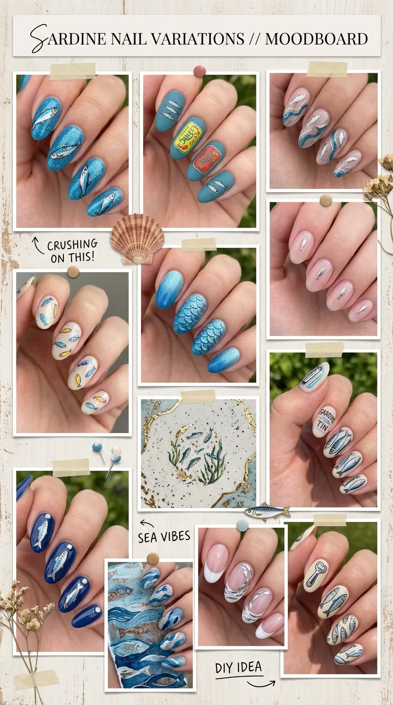 Sardine nail variations moodboard