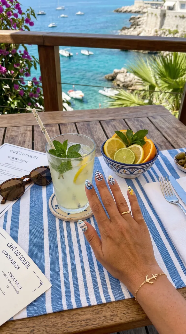 french riviera nails seaside cafe inspiration