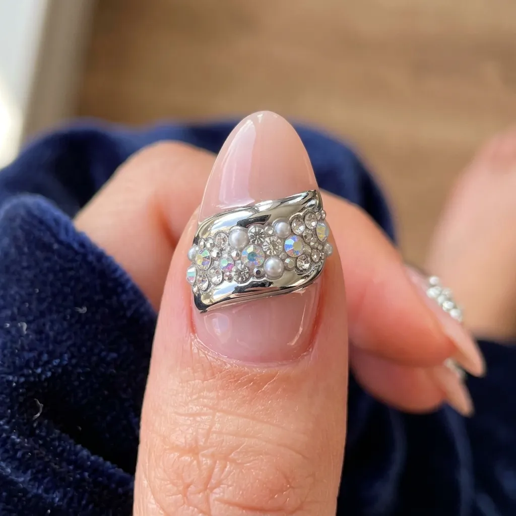 bridal bangle nails rose gold chrome accent