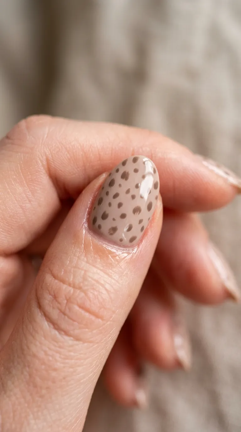 Fawn print nail art macro detail