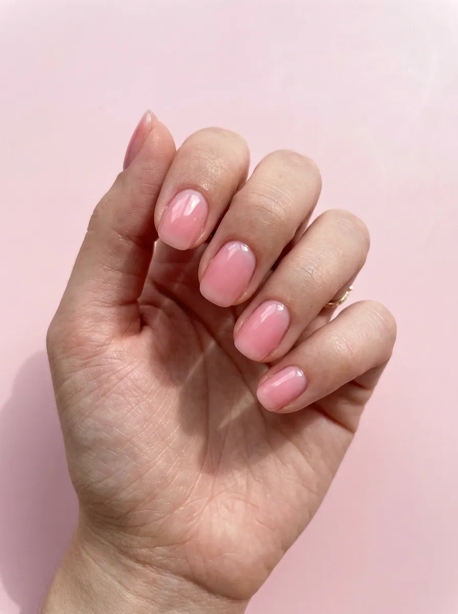 strawberry milk nails glossy finish