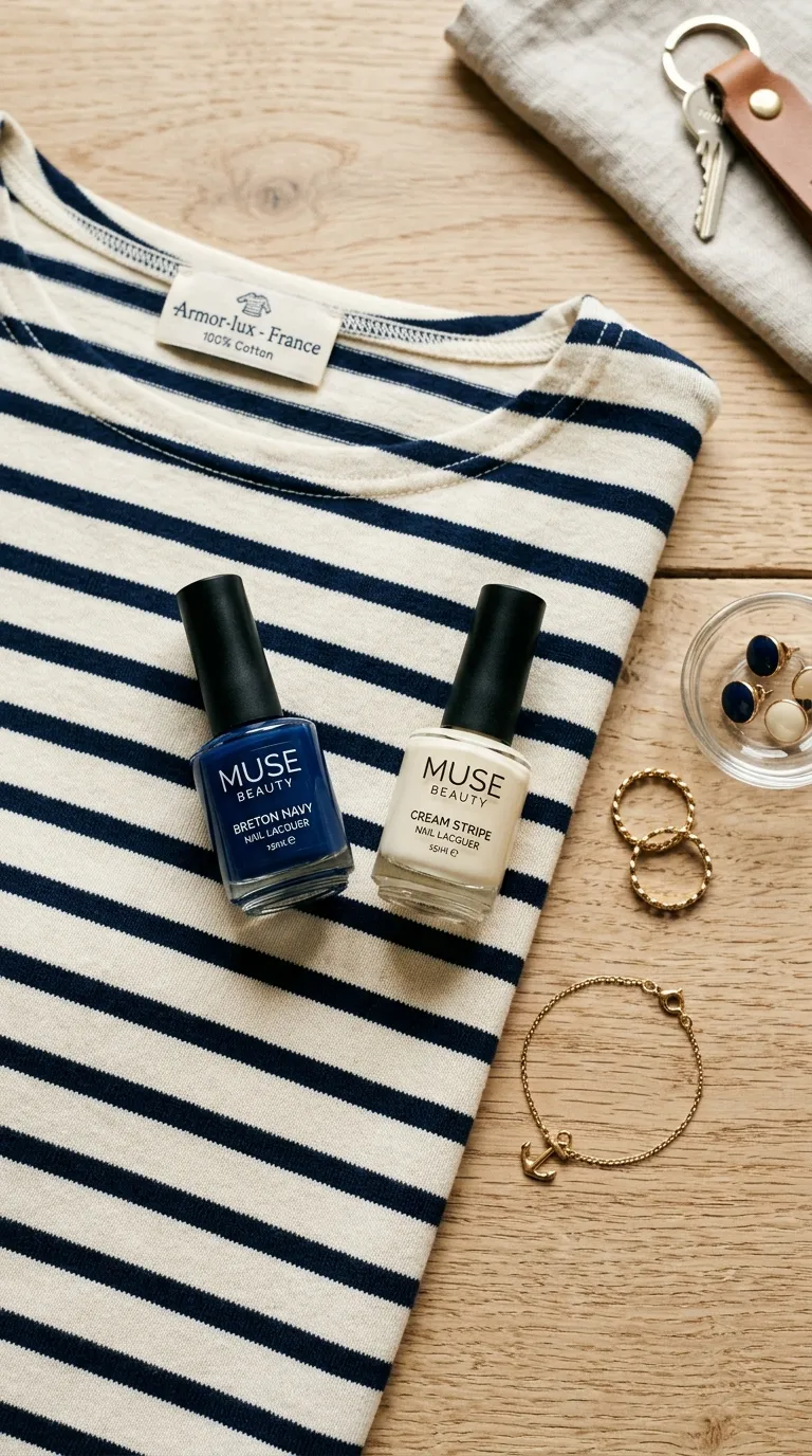 french riviera nails striped shirt inspiration