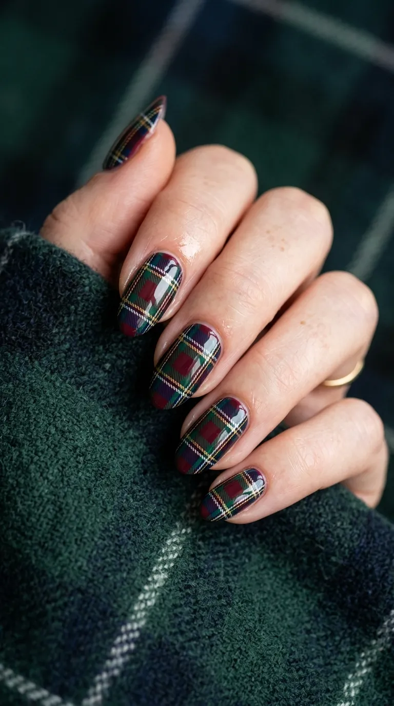 plaid nails classic tartan design