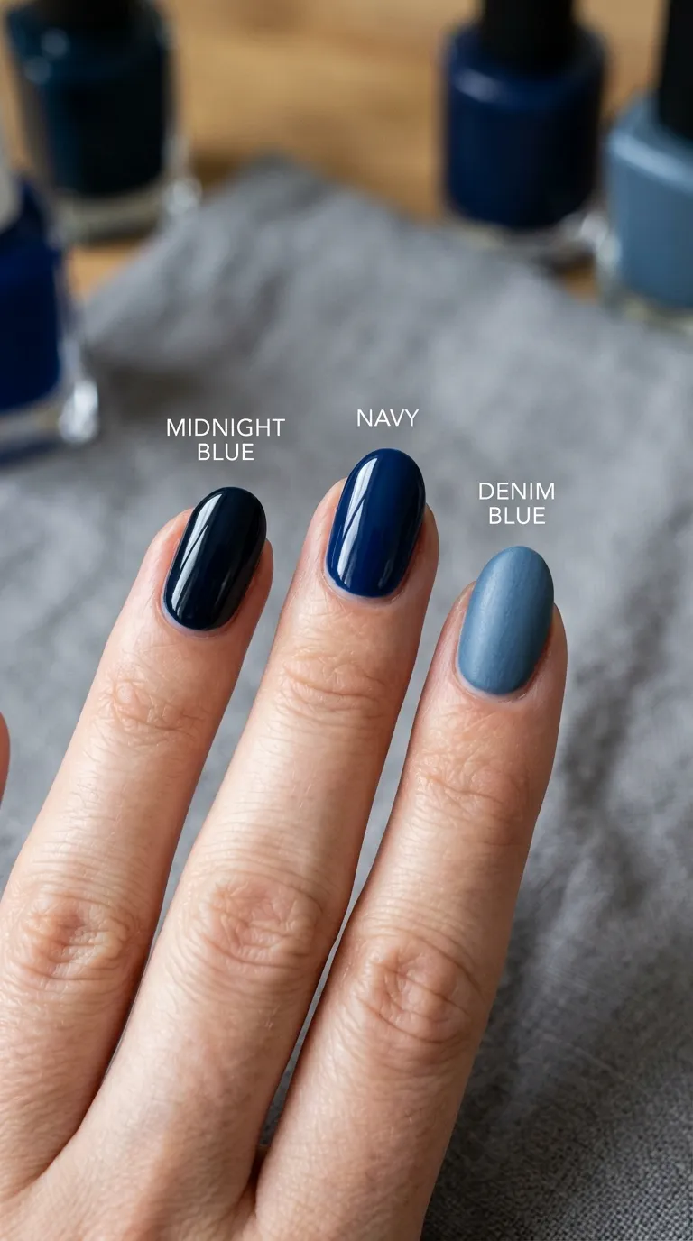 Midnight blue vs navy vs denim blue nails