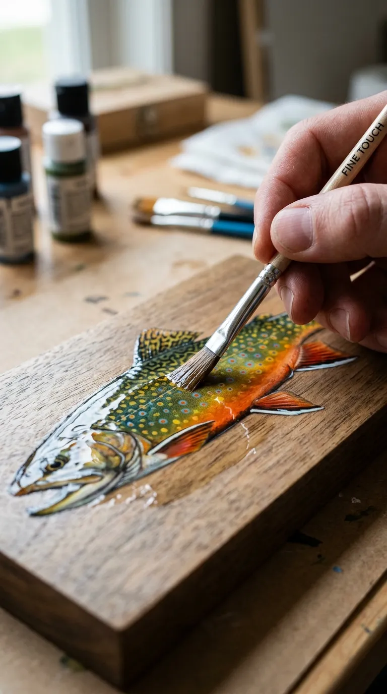 Top coat application fish art