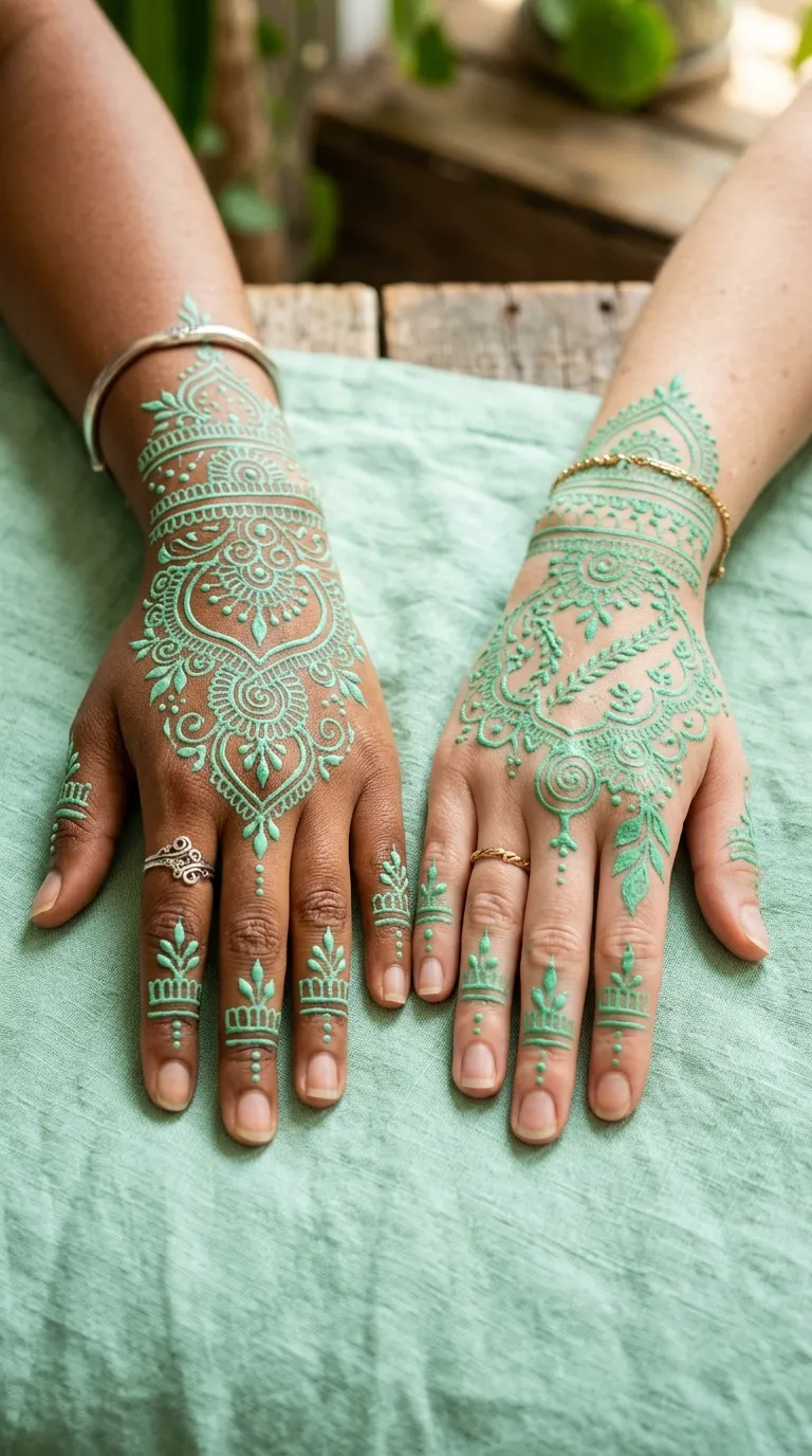 Mint green nail polish skin tone comparison