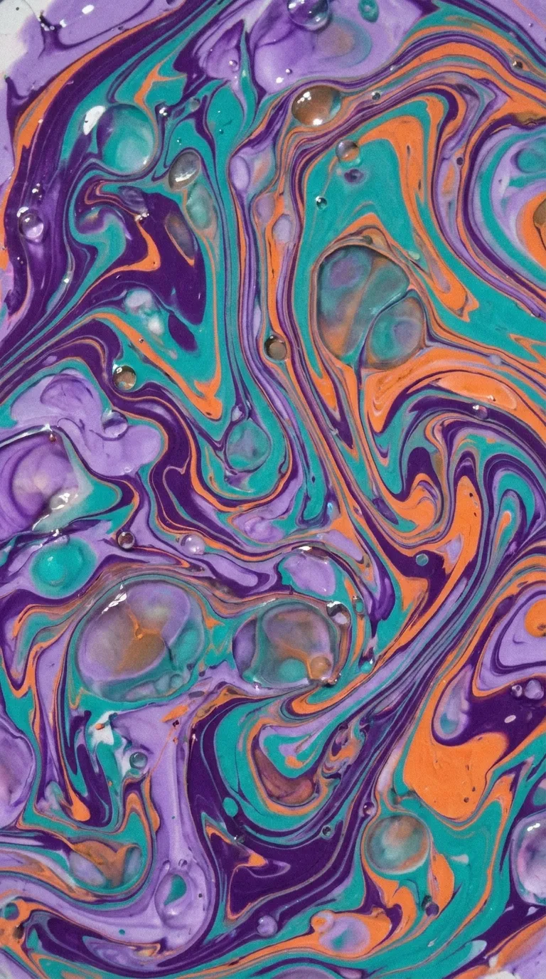 Psychedelic swirl marble Tame Impala nails
