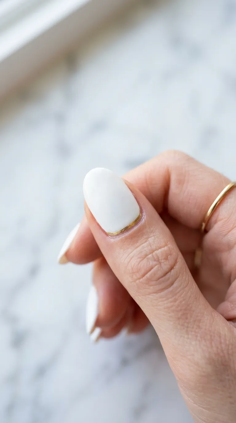 French Riviera minimalist surfside nail with a thin gold line