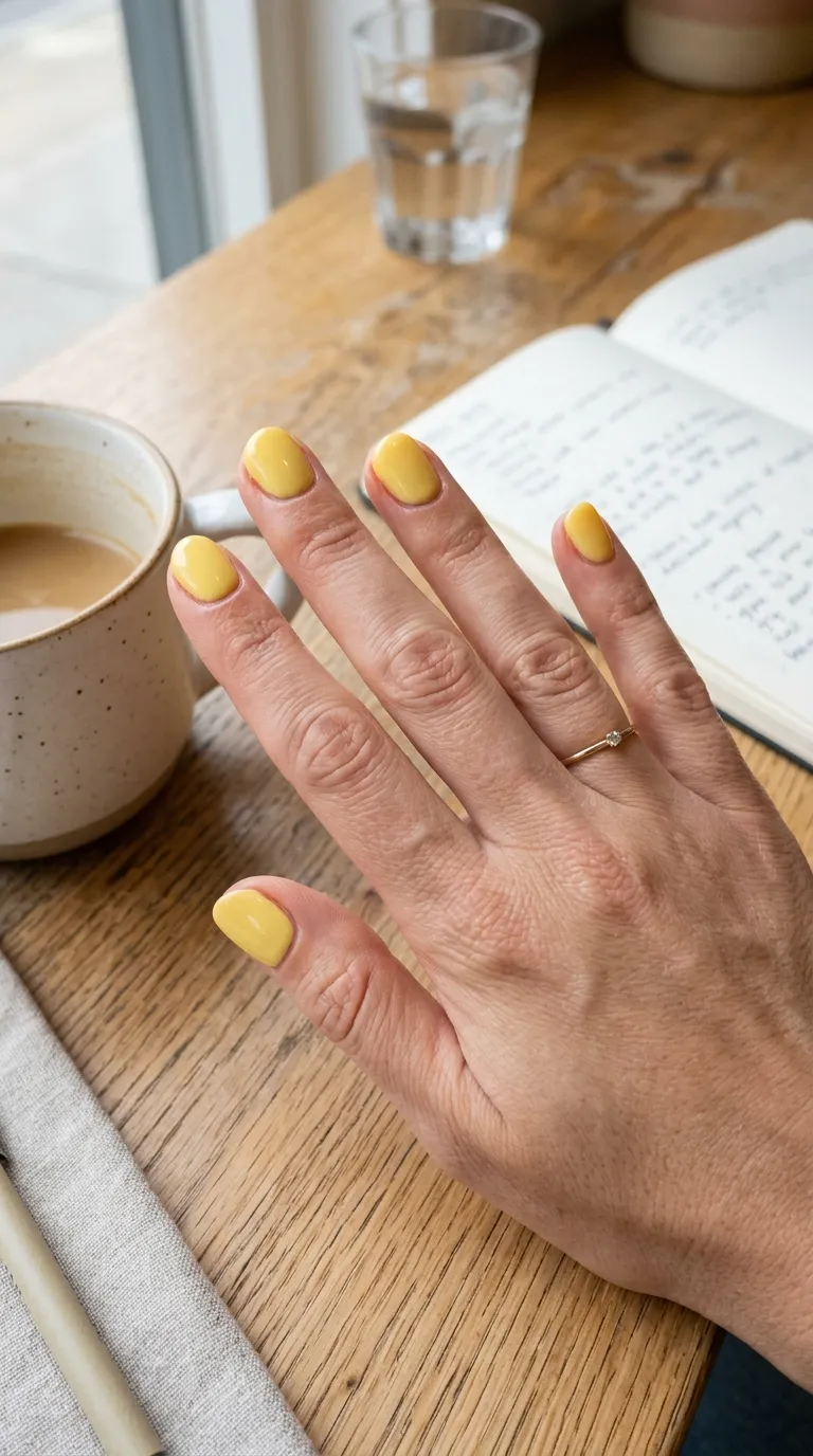 Butter yellow nails glossy finish