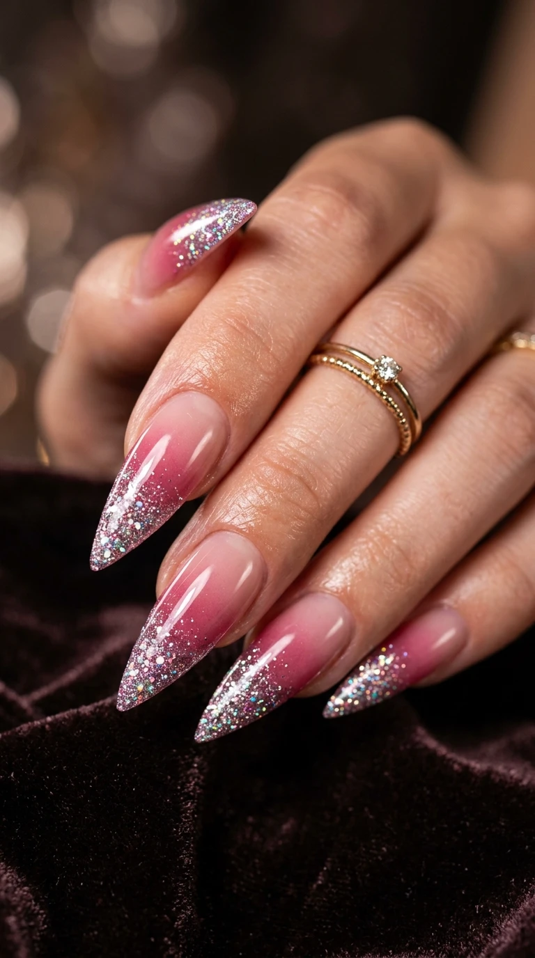stiletto nail art ideas - Airbrushed gradient stiletto nails