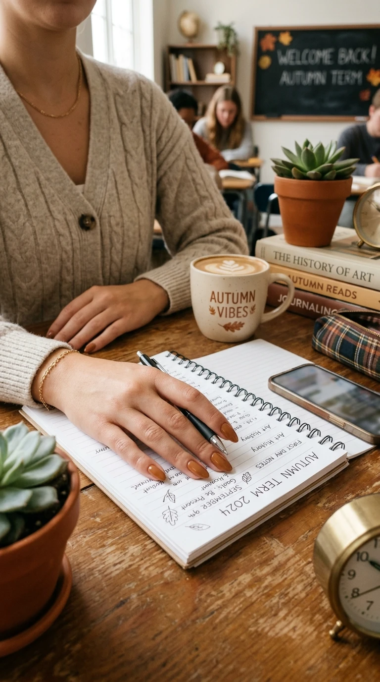 nails for the first day of school - Caramel nails at desk