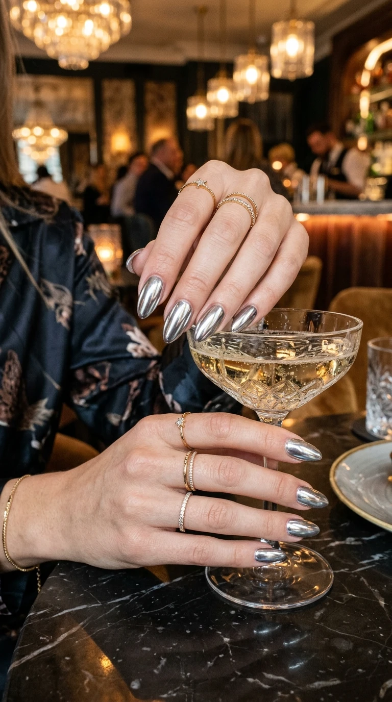 back to school nail ideas - Chrome mirror finish nails