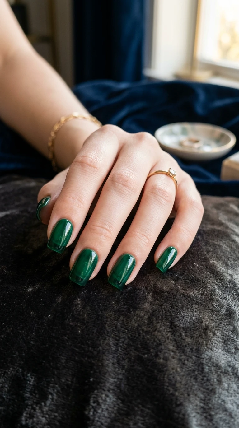 karol g nails - Green glass effect nails