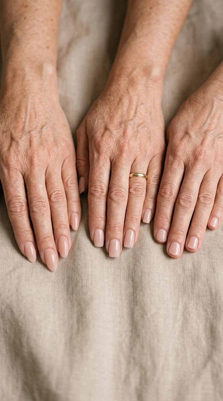 best nail shape for older hands - comparing oval, squoval, and short round shapes