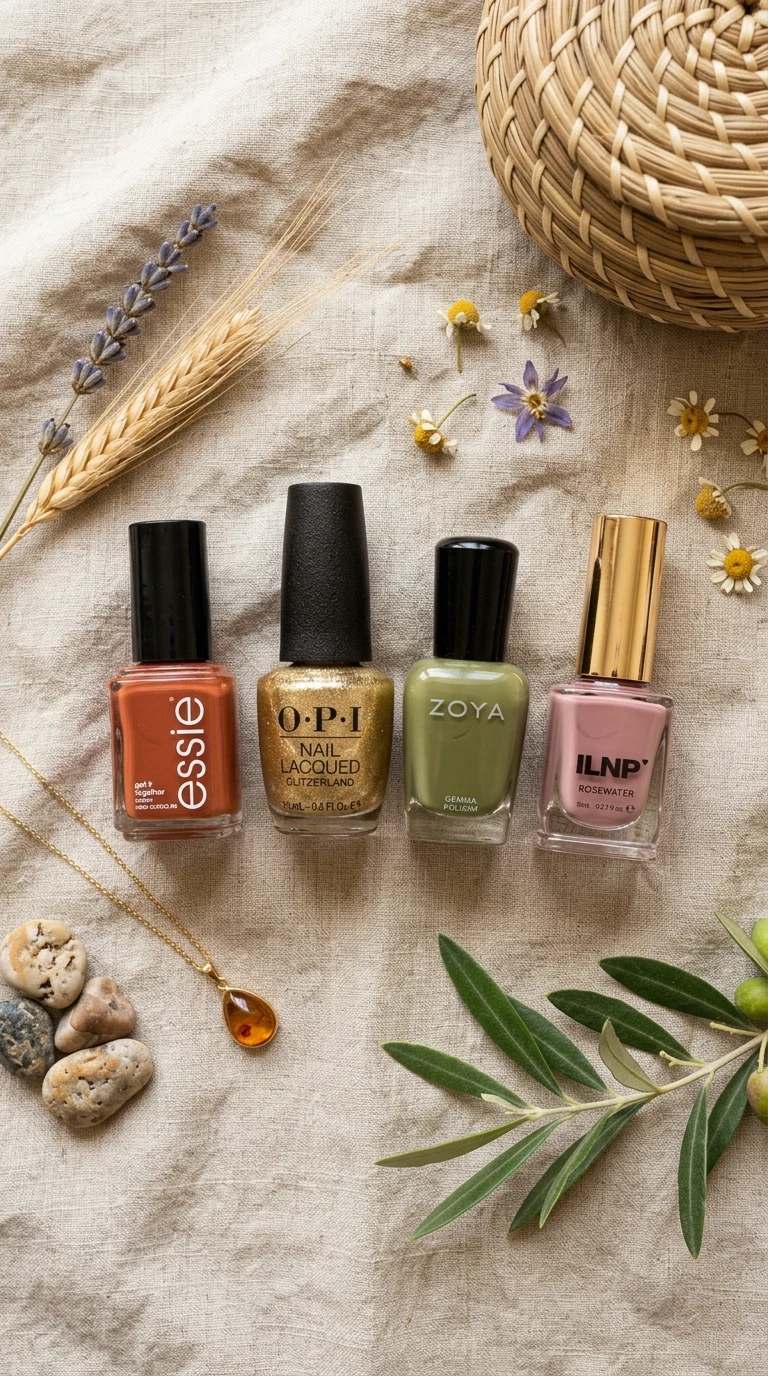 august nail ideas - Nail polish bottles flat lay