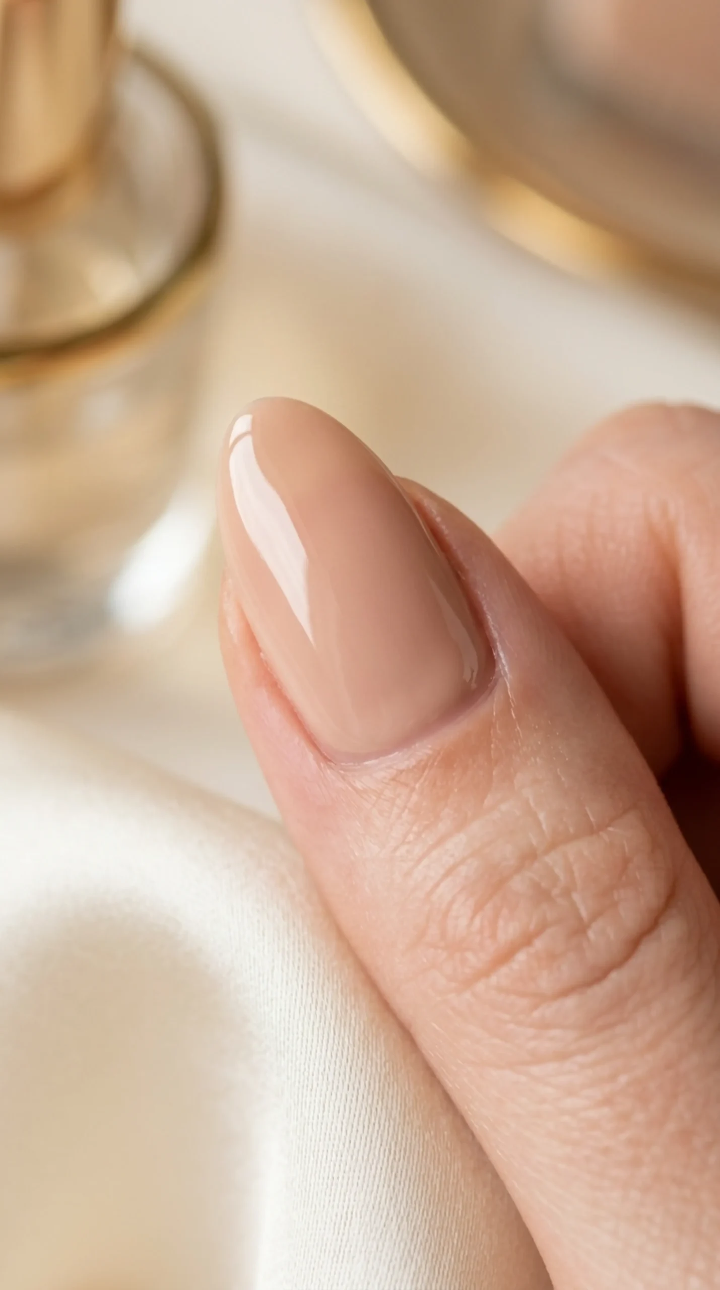 Rich girl nails: glossy glazed nude nail polish manicure