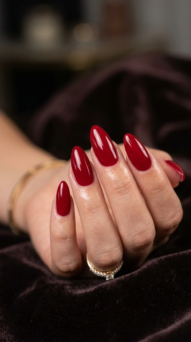 karol g nails - Red almond nails