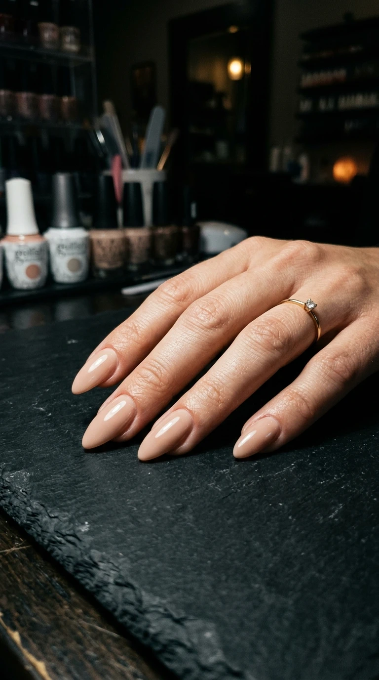 gel vs dip vs acrylic nails - sculpted acrylic nails on salon surface
