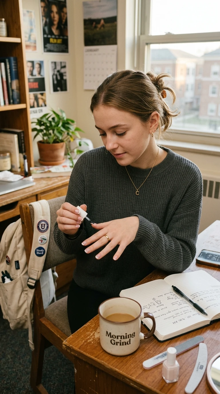 basic back to school nails - Student getting ready in morning