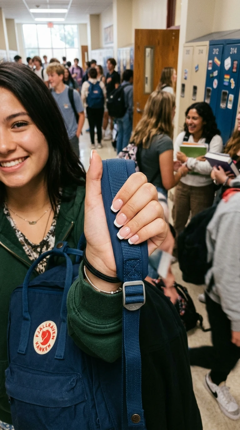 nails for the first day of school - Student holding new backpack