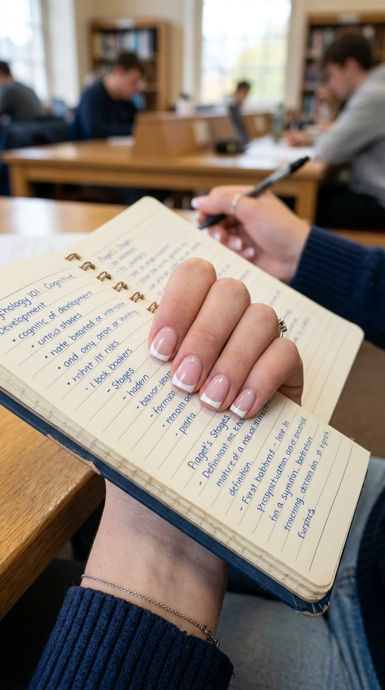 back to school nails square - Student holding notebook with nails