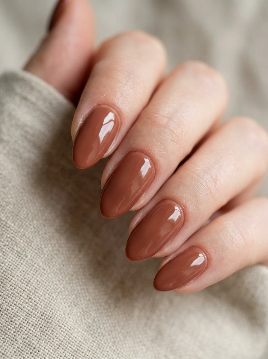 Clean minimal baddie manicure in a neutral bold tone