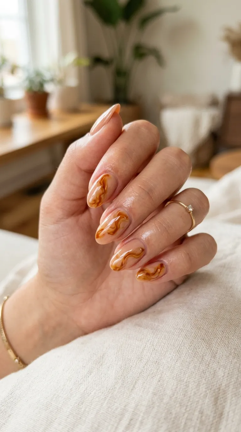 Amber marbling nail art