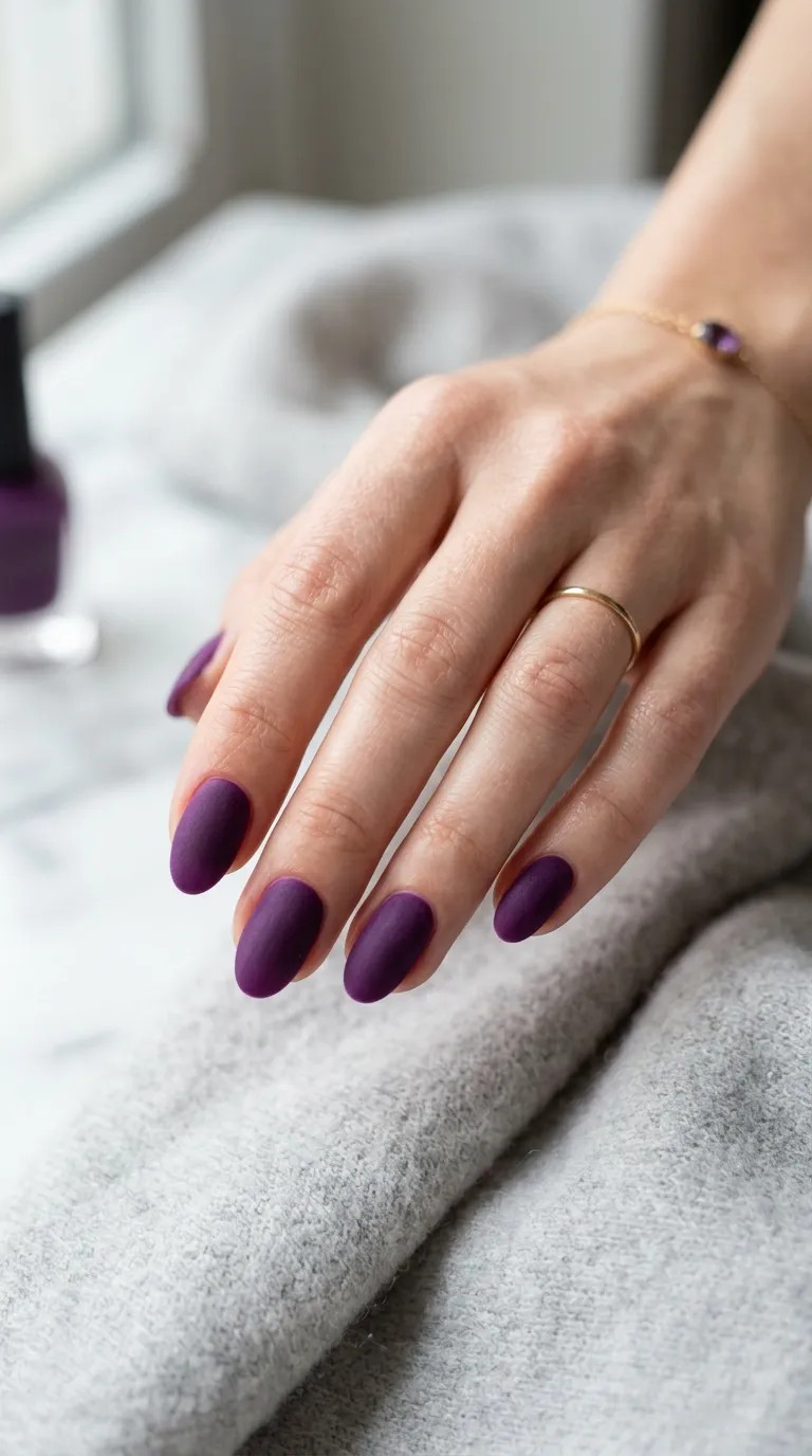 Amethyst velvet matte manicure
