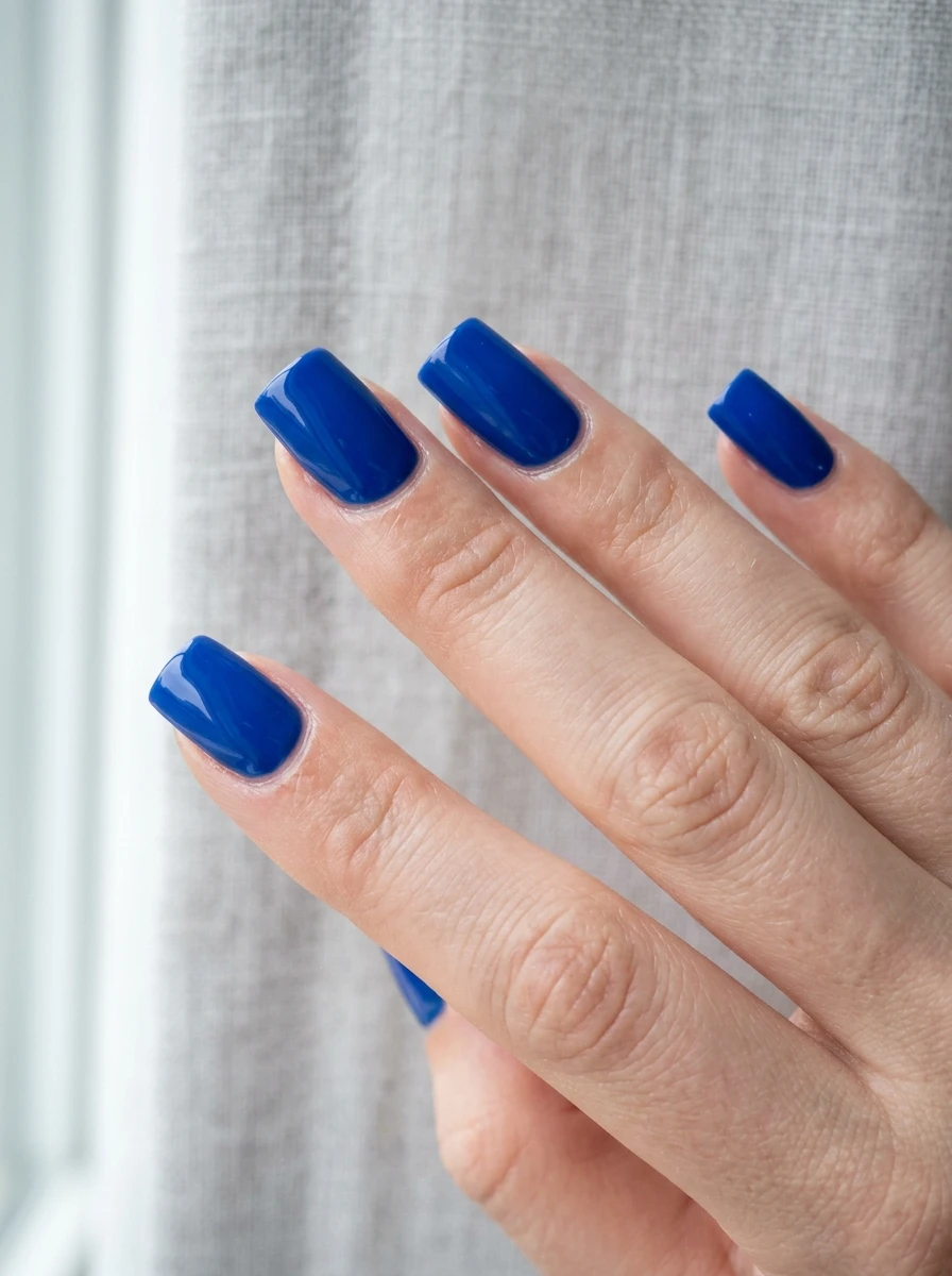 Square-shaped nails in a bold statement color