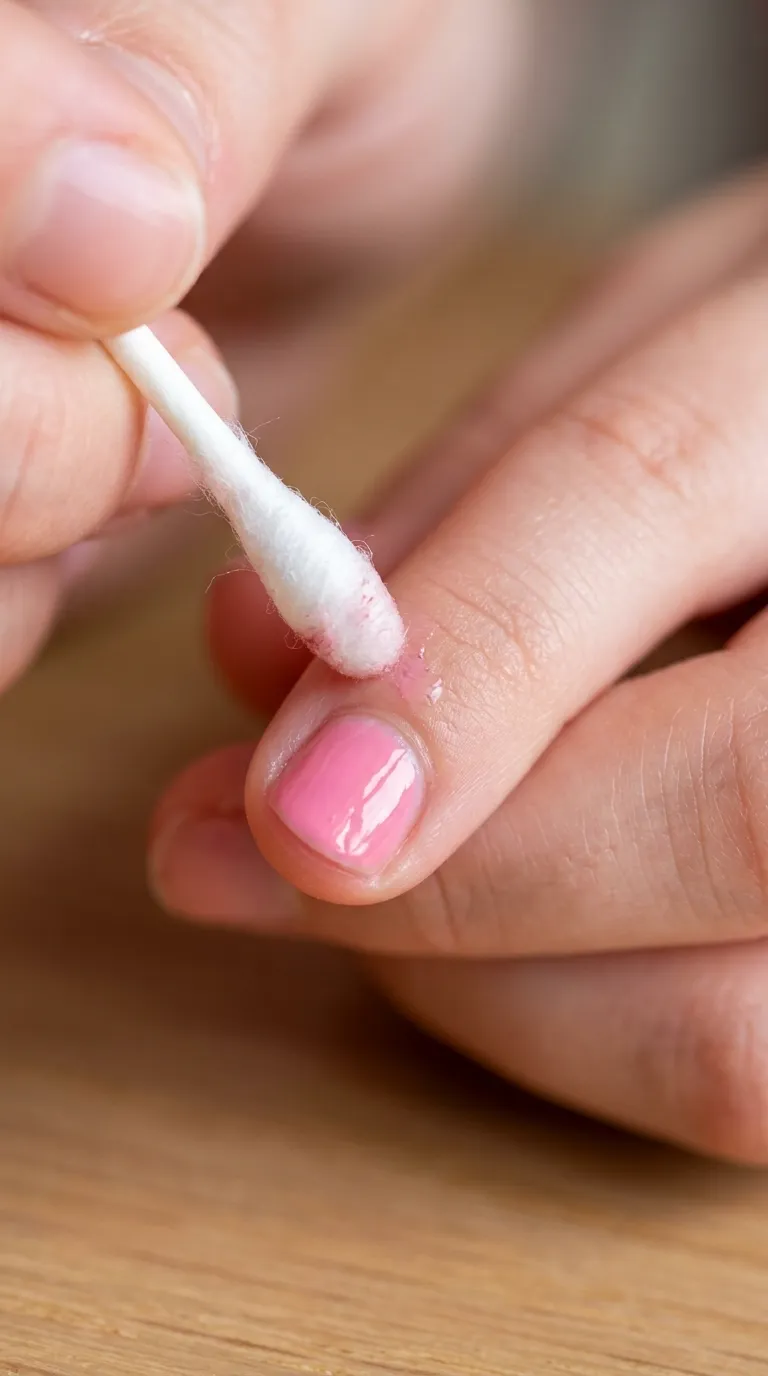 Damp cotton swab correcting smudge near child cuticle nail designs for kids