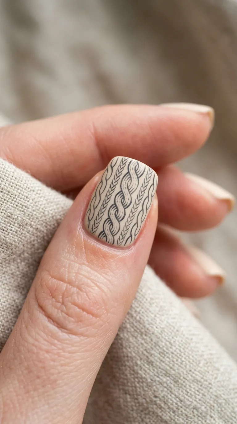 Fine-line knit nail art