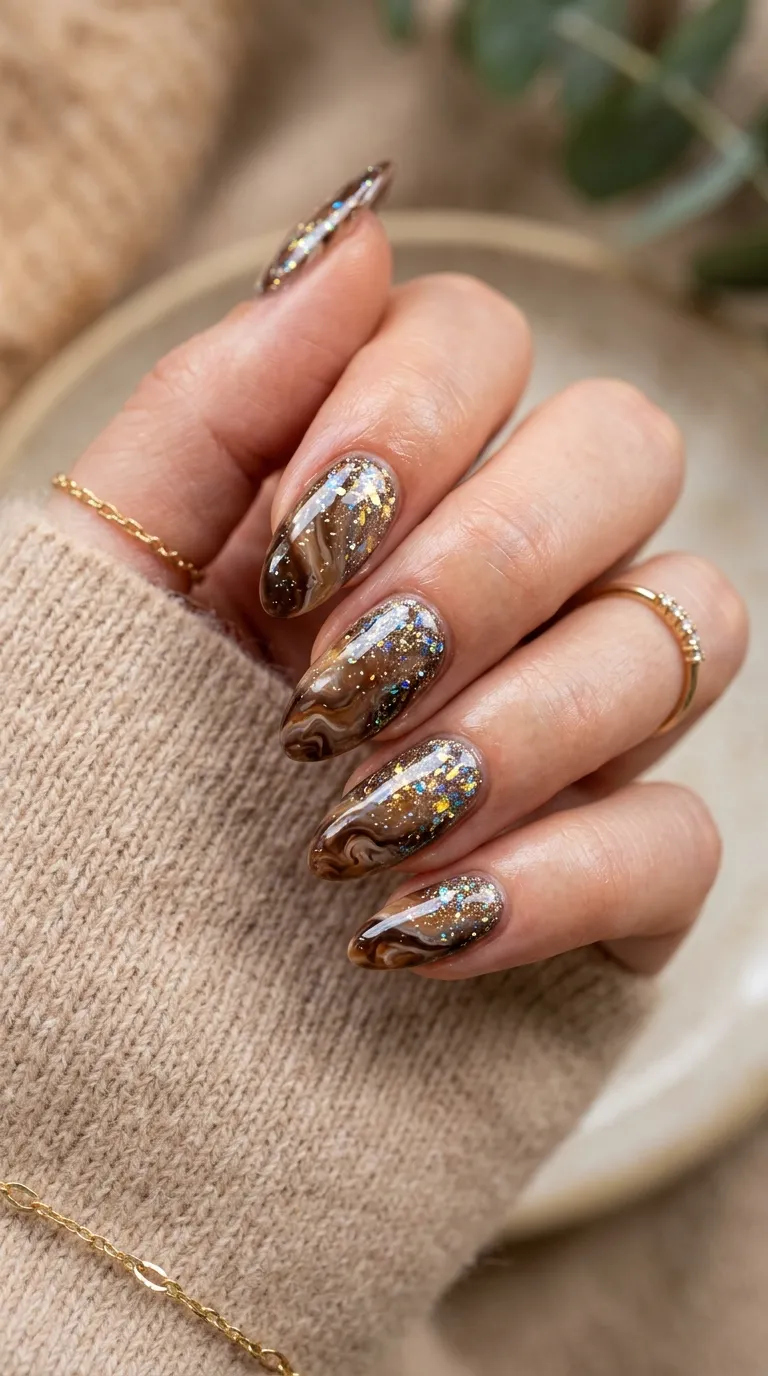 Glass fleck top coat nail