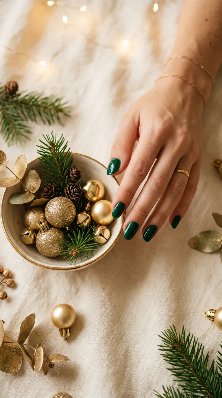 holiday nail designs gold ornaments manicure