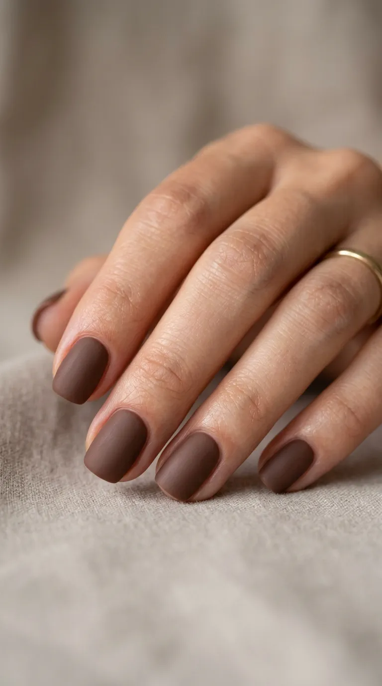 Hand with mocha brown nails