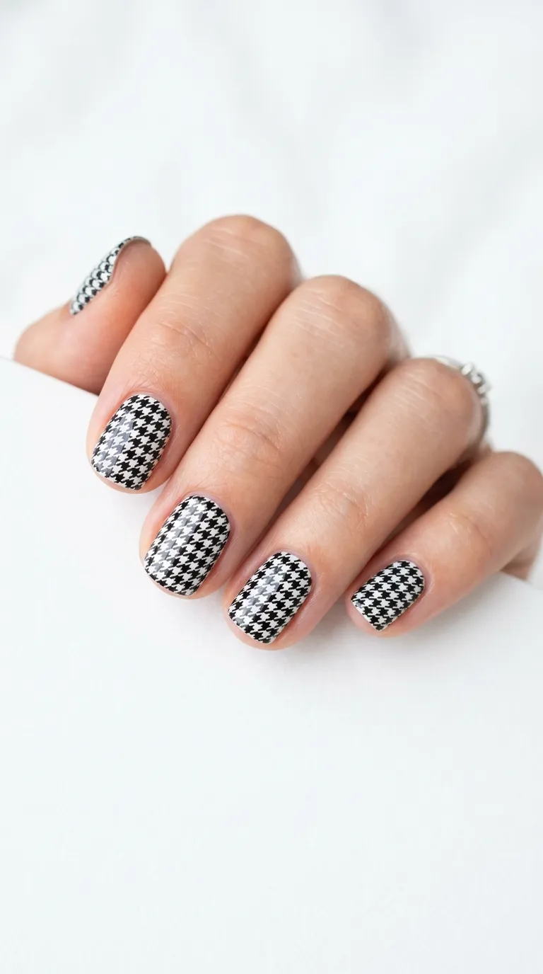 Houndstooth nail decals art