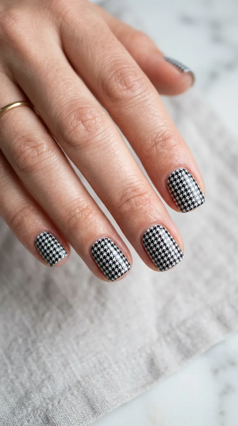 Houndstooth pattern on square nails