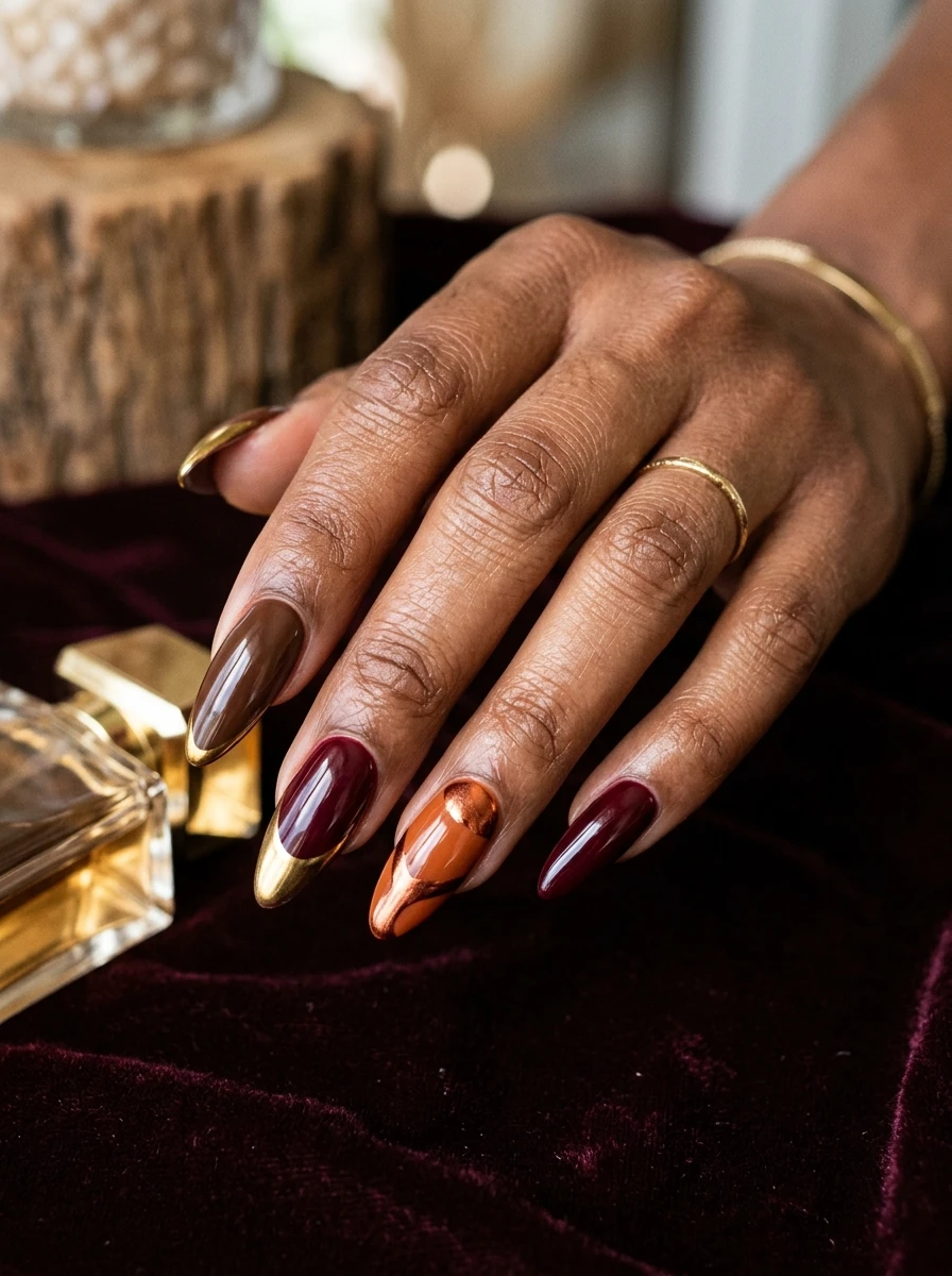 Short round nails with a milky glass-skin nude finish