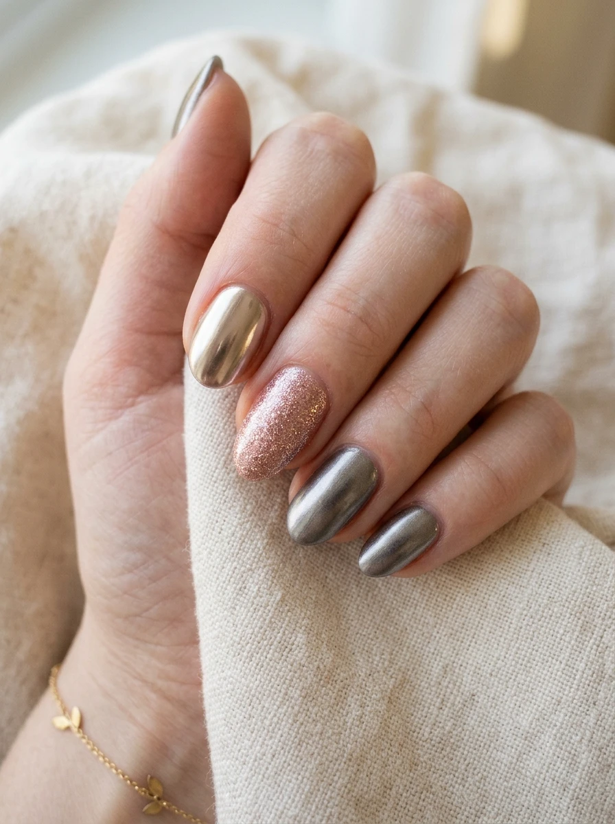 fall chrome nails