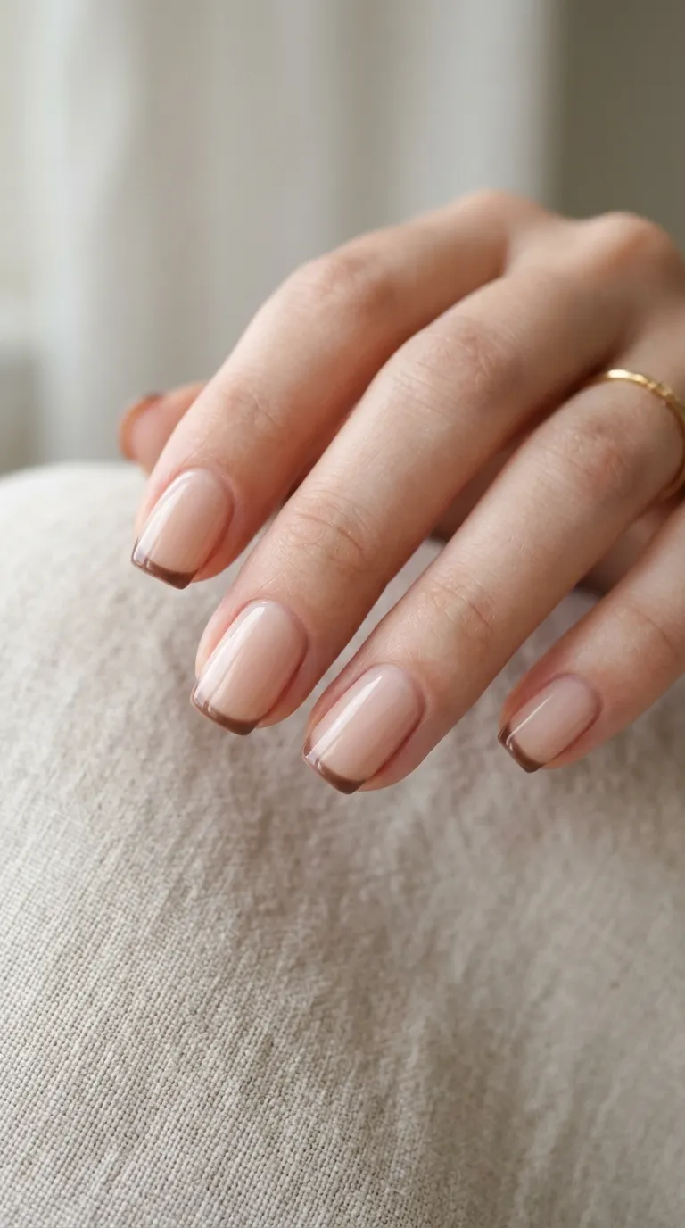 Mocha French manicure on nails