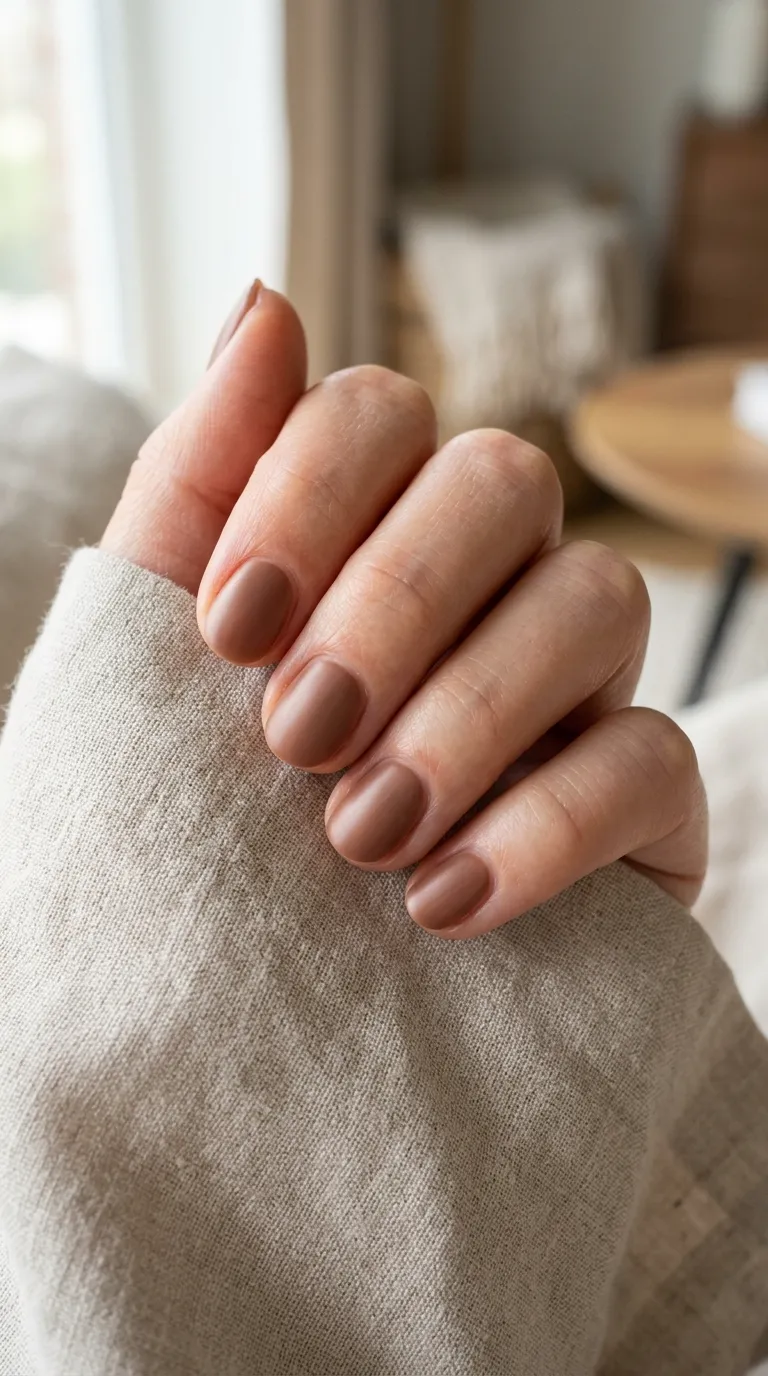 Mocha Mousse Nails &ndash; mocha short round nails