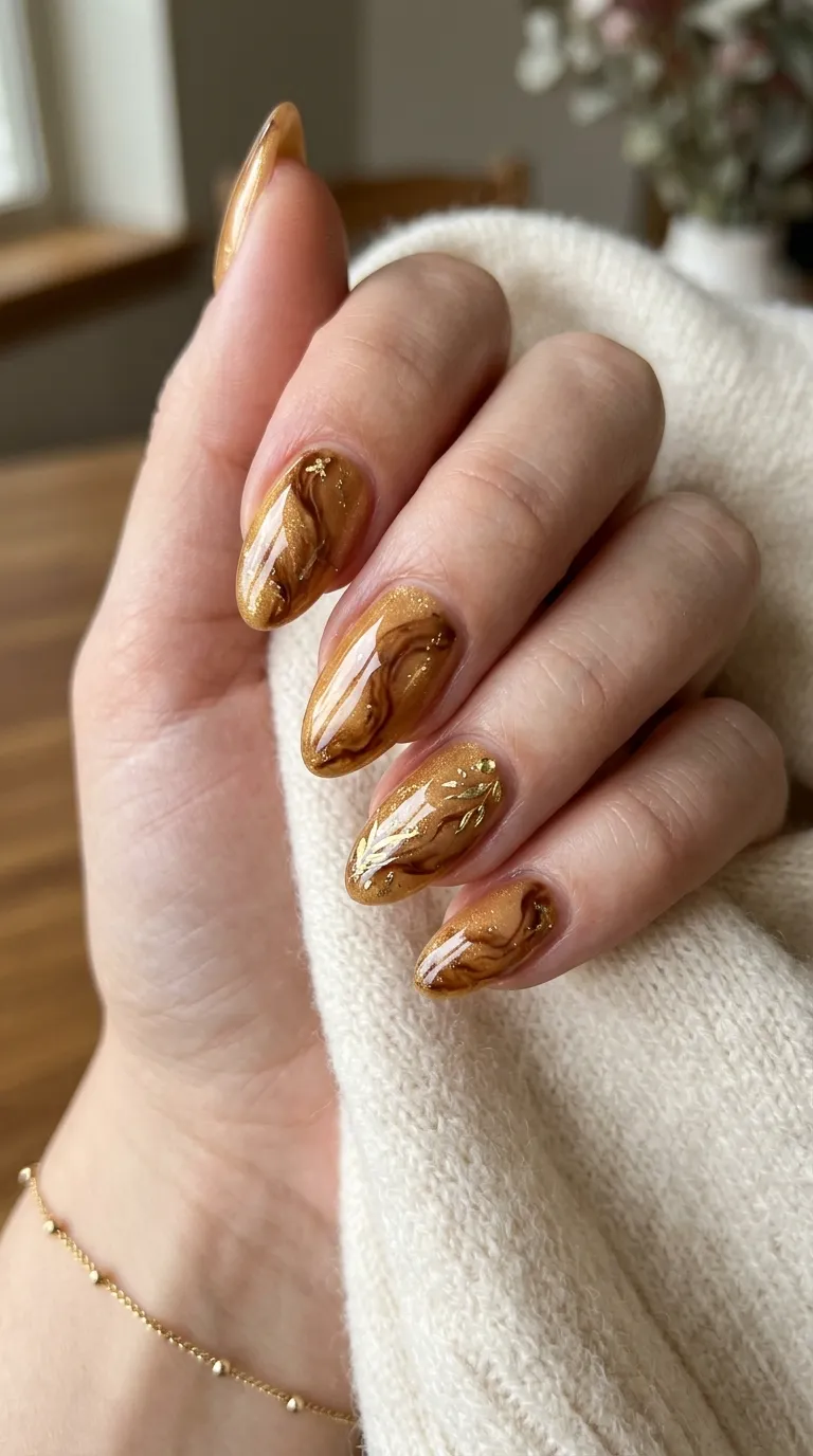 Tortoiseshell Nails &ndash; nail art with brown marbling