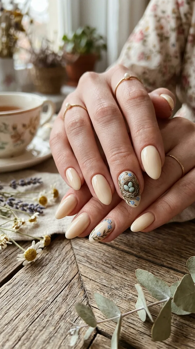 Nail polish with bird nest