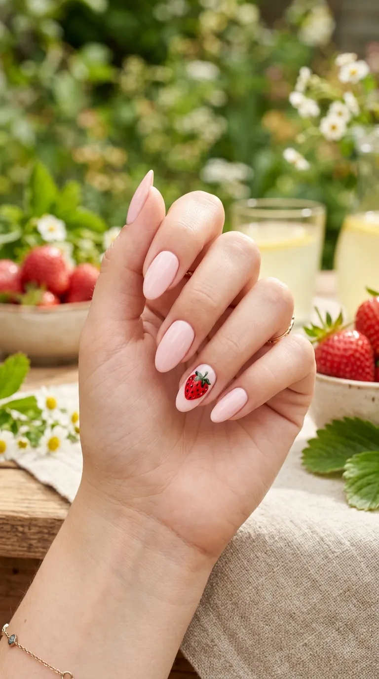 Nail polish with strawberry accent