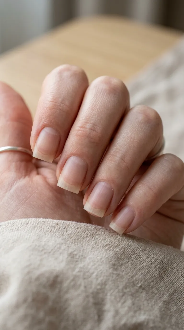 Short unpolished square nail shape clean bare classic 90s silhouette 90s nail trends
