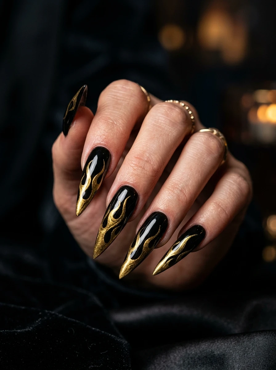 Black base with gold snakeskin-inspired texture accent