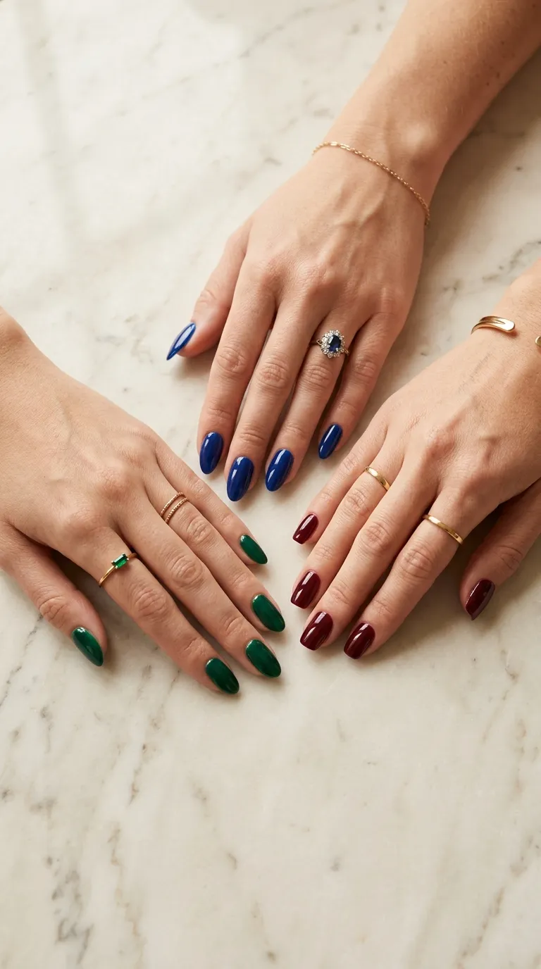 holiday nail designs jewel tone color palette