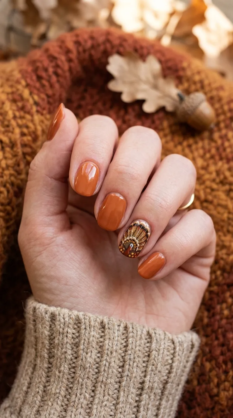Turkey feather nail art design