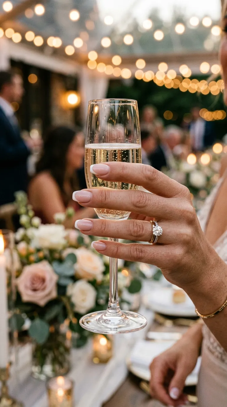 Fall wedding guest nails with a soft french manicure variation